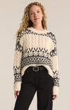 Shop At Grace, Z-Supply, Garland Fairisle Sweater, sea salt, long sleeves, fair isle pattern, black and sea salt