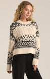 Shop At Grace, Z-Supply, Garland Fairisle Sweater, sea salt, long sleeves, fair isle pattern, black and sea salt