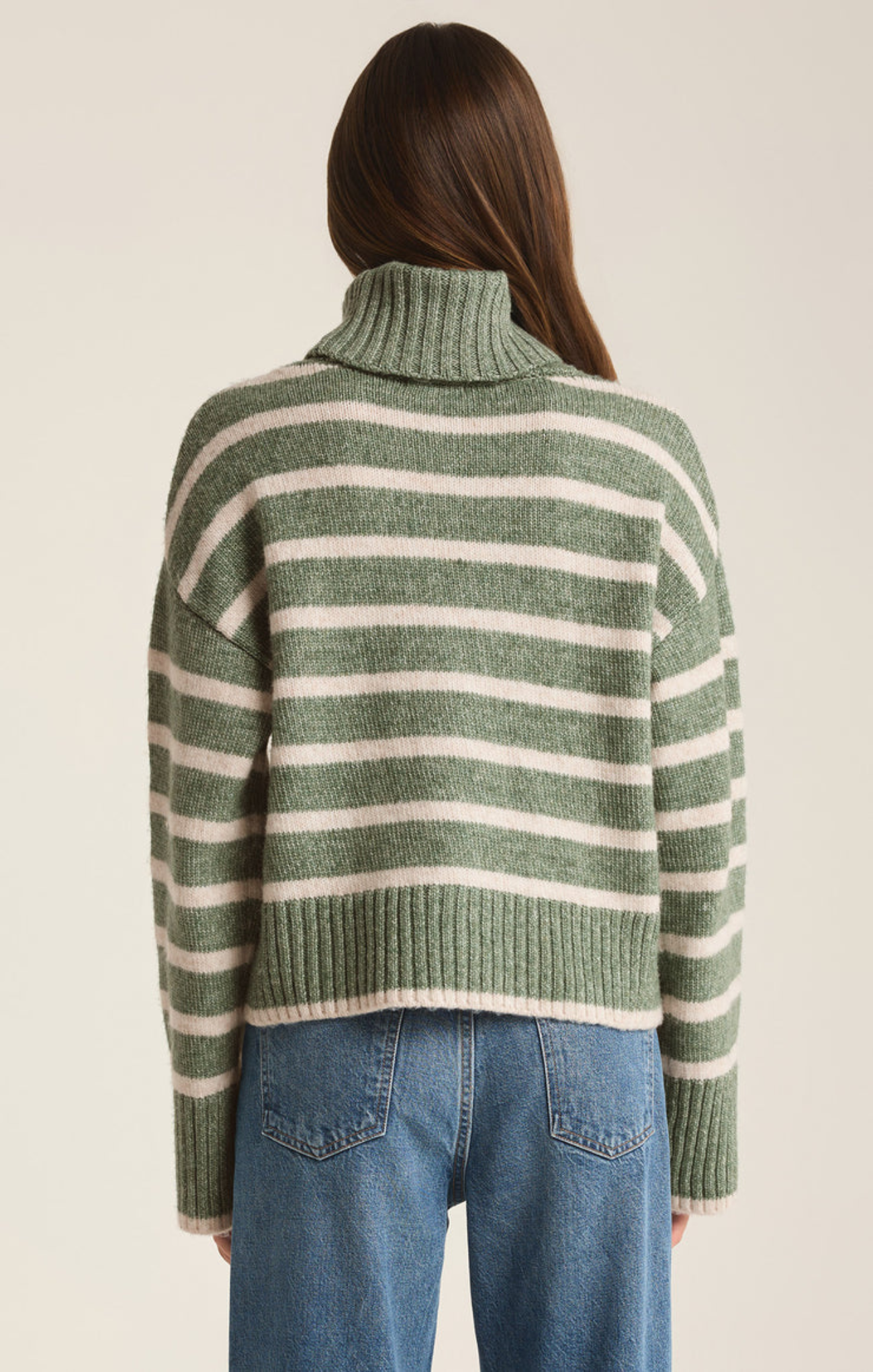 Shop At Grace, Z-Supply, Josephine Stripe Sweater, palm green, striped, turtleneck, long sleeves