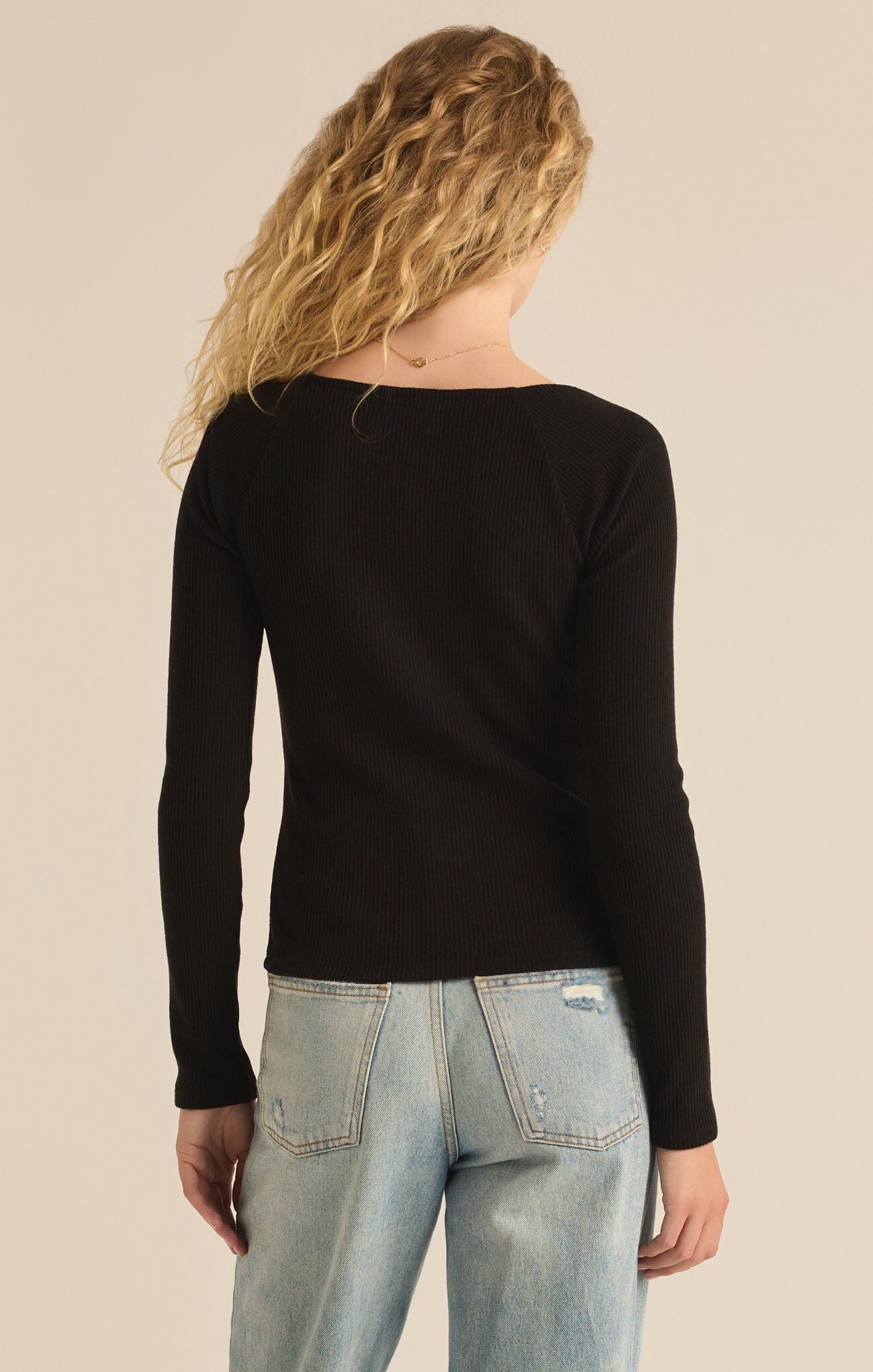 Shop At Grace, Z-Supply, Pia Rib Top, black, long sleeves, square neck, ribbed top