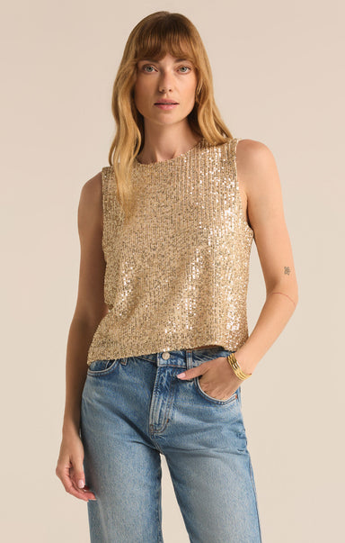 Shop At Grace, Z-Supply, Sloane Sequin Top, champagne, sleeveless, tank, sequined 