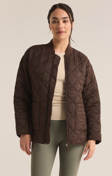 Shop At Grace, Z-Supply, Sunrise Quilted Bomber Jacket, coffee bean, quilted jacket, zip closure