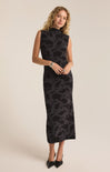 Shop At Grace, Z-Supply, Tatum Shadow Floral Midi Dress, black, high neck, slit, sleeveless