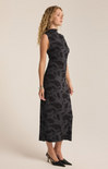 Shop At Grace, Z-Supply, Tatum Shadow Floral Midi Dress, black, high neck, slit, sleeveless