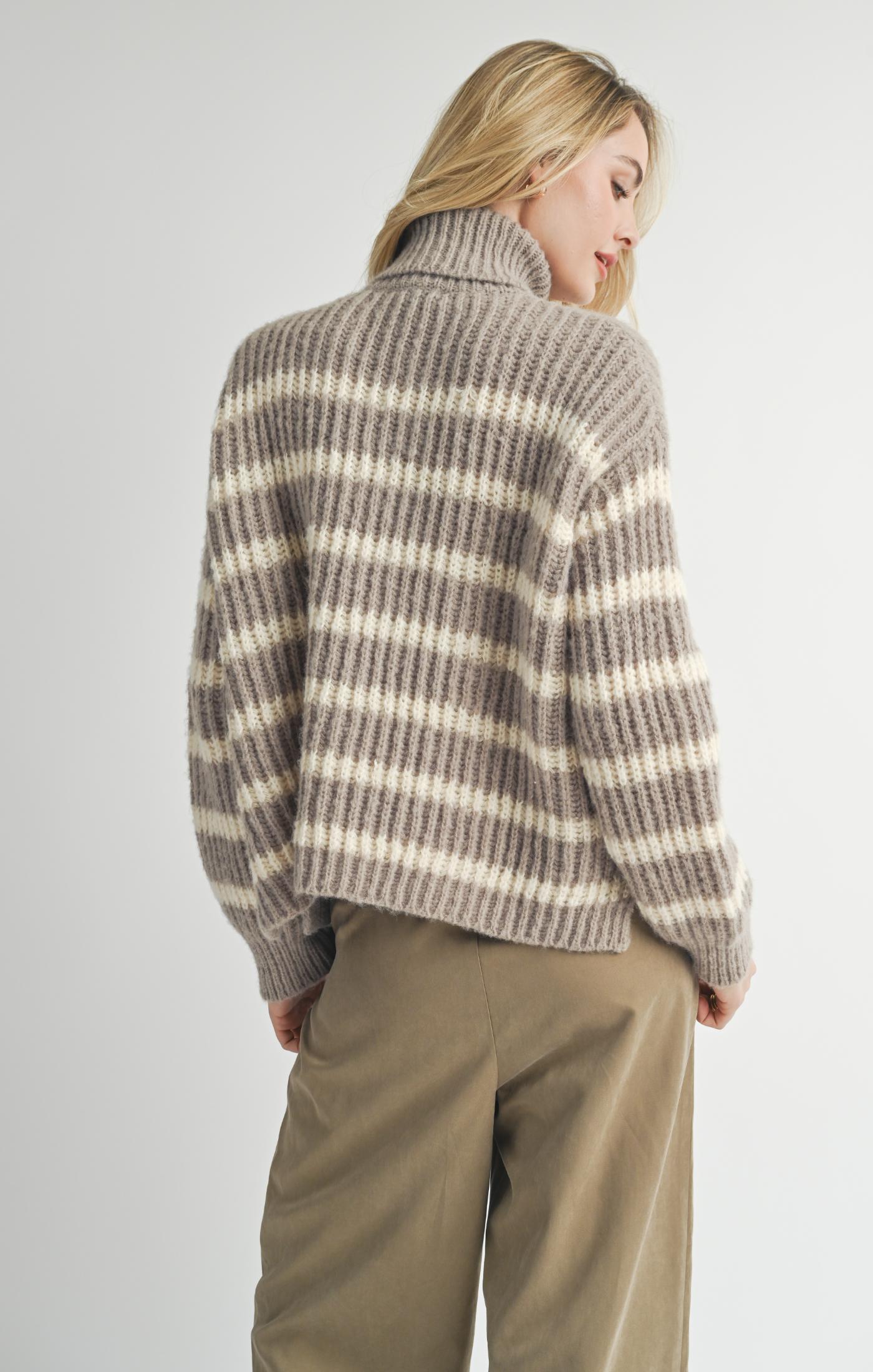 Aki Turtleneck Striped Sweater - shopatgrace.com