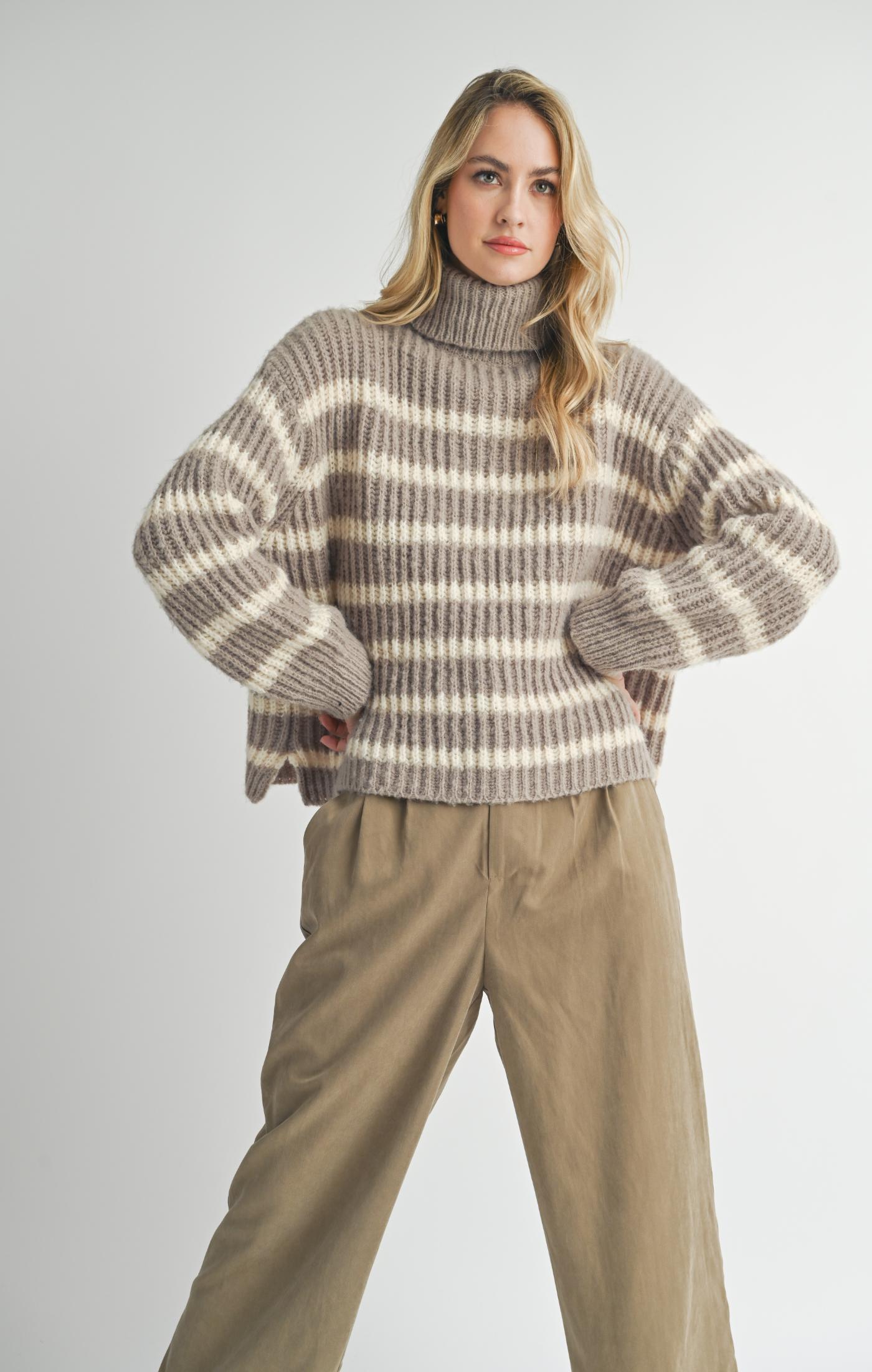 Aki Turtleneck Striped Sweater - shopatgrace.com