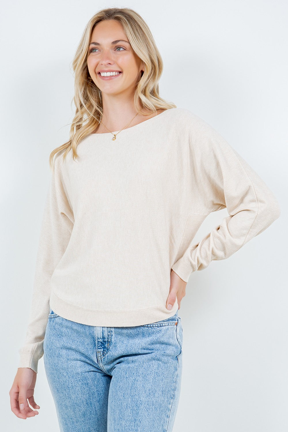 Cropped Boat Neck Pullover - shopatgrace.com