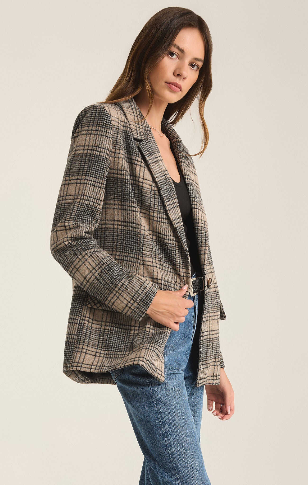 Kingston Relaxed Plaid Blazer - shopatgrace.com