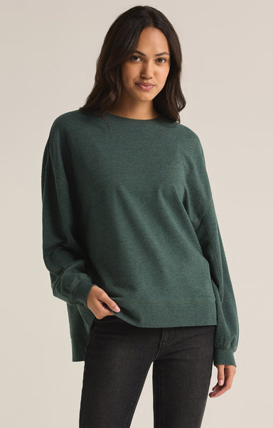 Shop At Grace, Z-Supply, Modern Weekender, Cyprus green, long sleeves, round neck, oversized