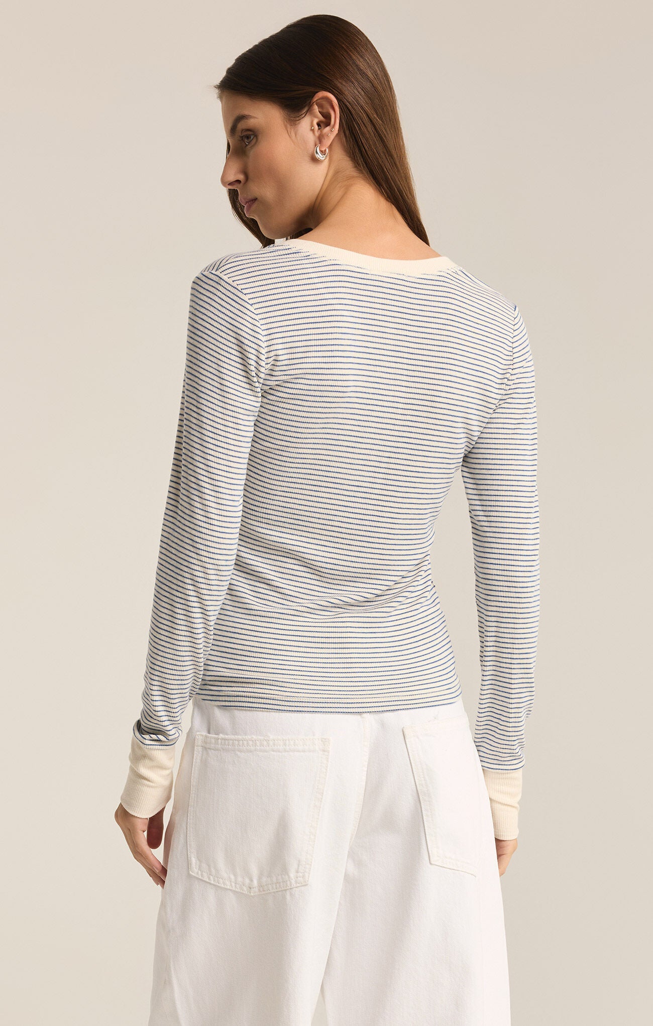 Scarlett Stripe Rib Henley - shopatgrace.com