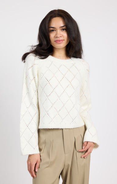 Selena Diamond Pointelle Sweater - shopatgrace.com