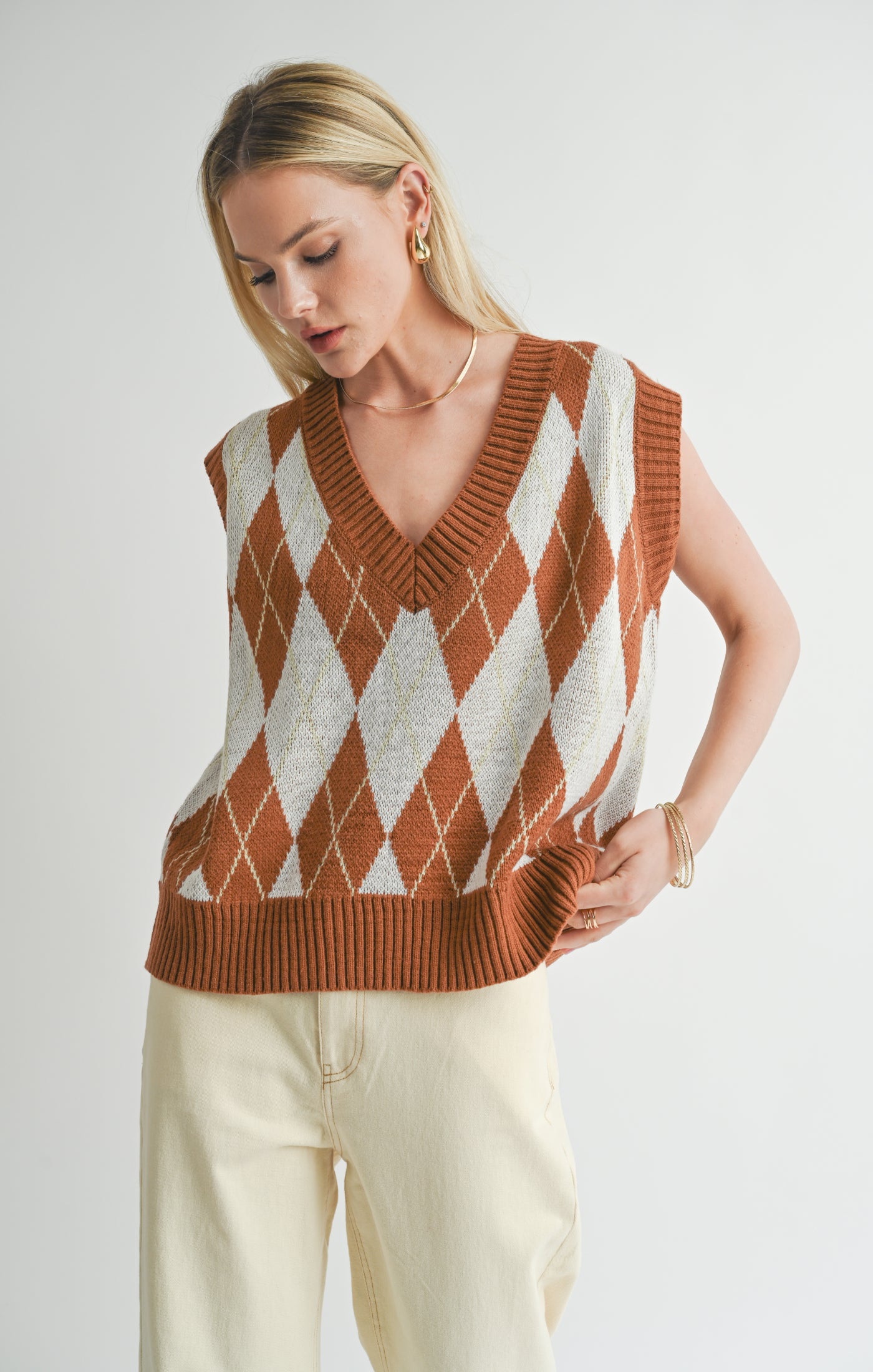 Shawna Argyle Sweater Vest - shopatgrace.com