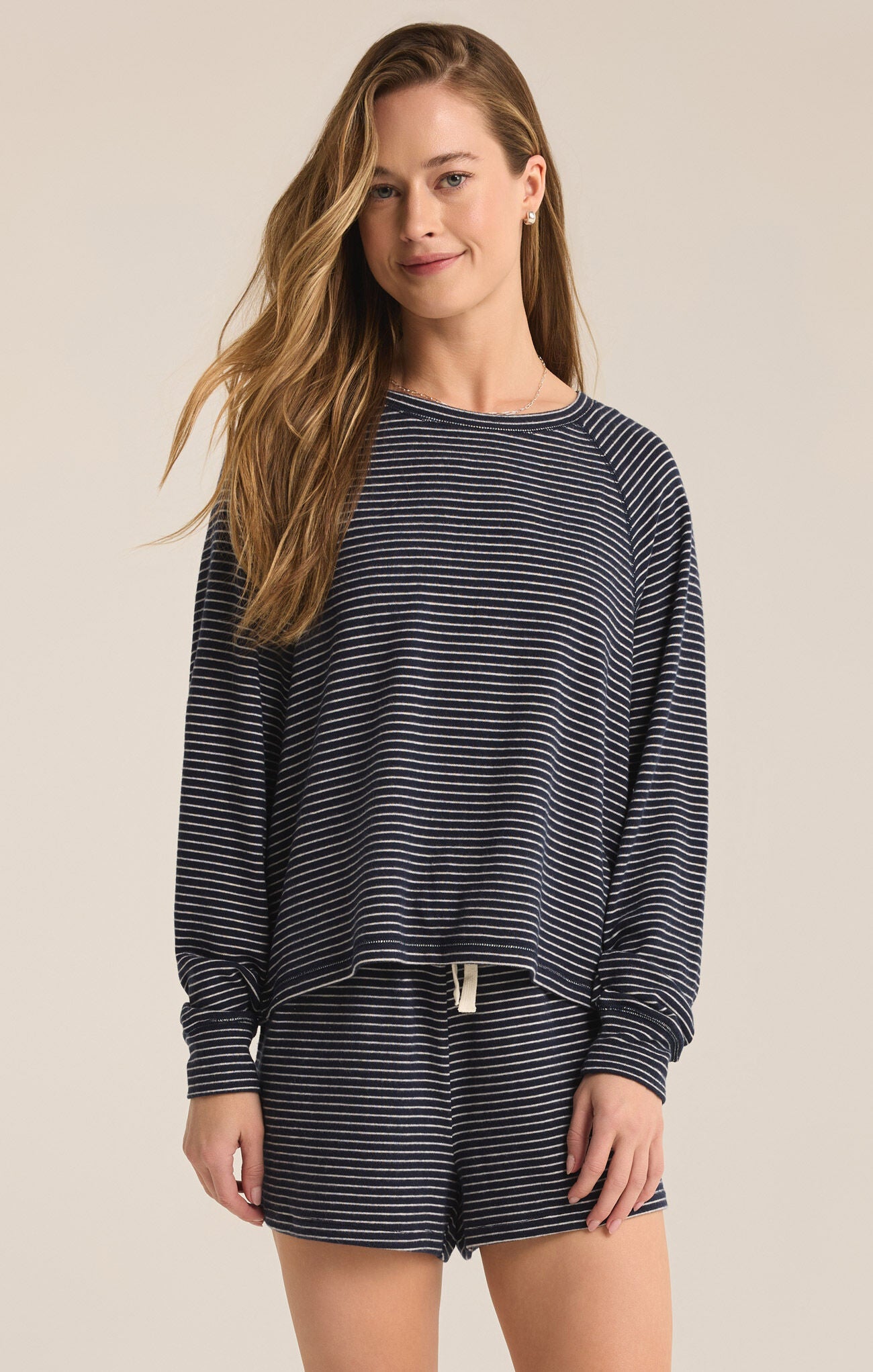 Staying In Stripe LS Top - shopatgrace.com