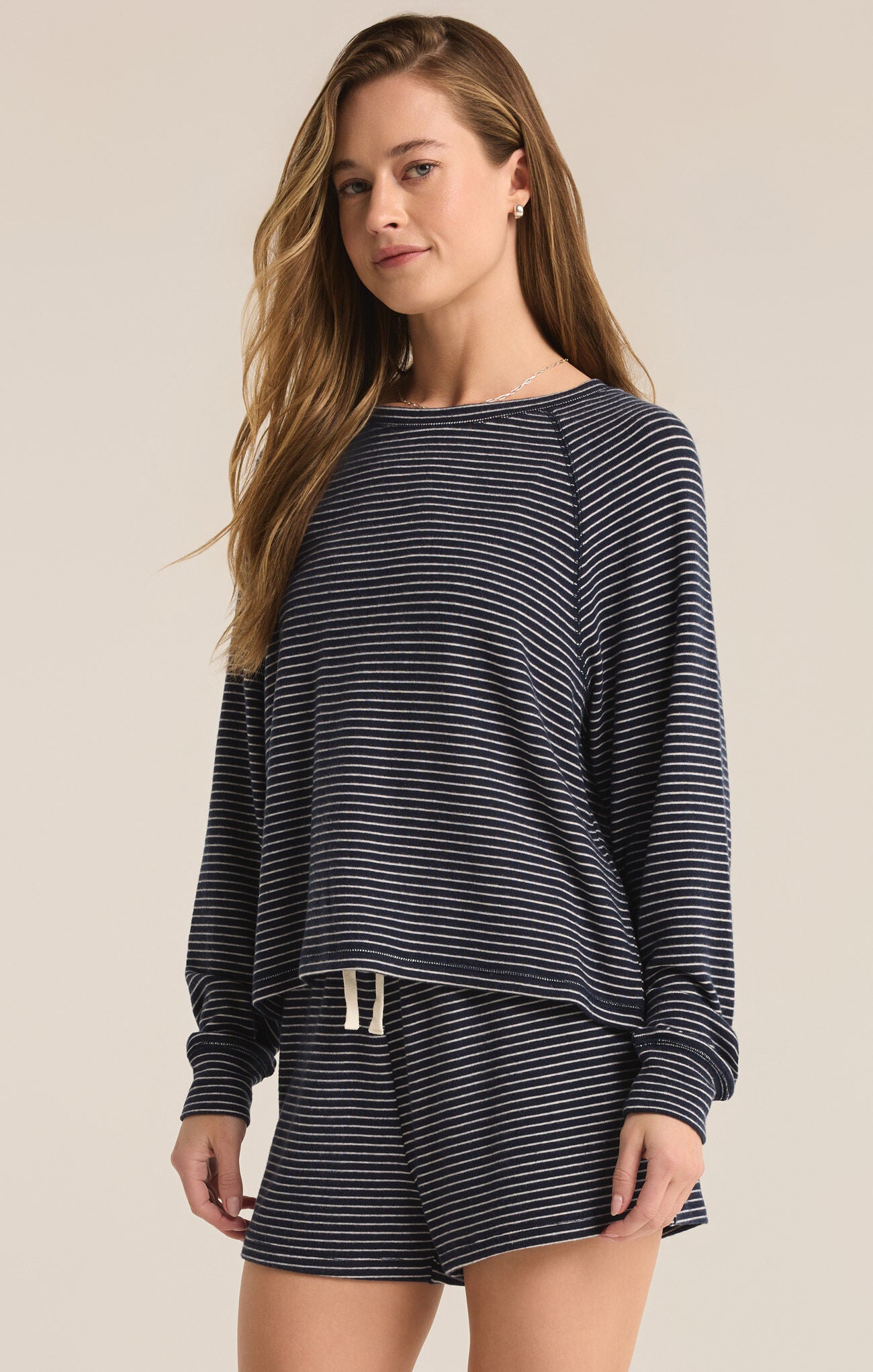 Staying In Stripe LS Top - shopatgrace.com