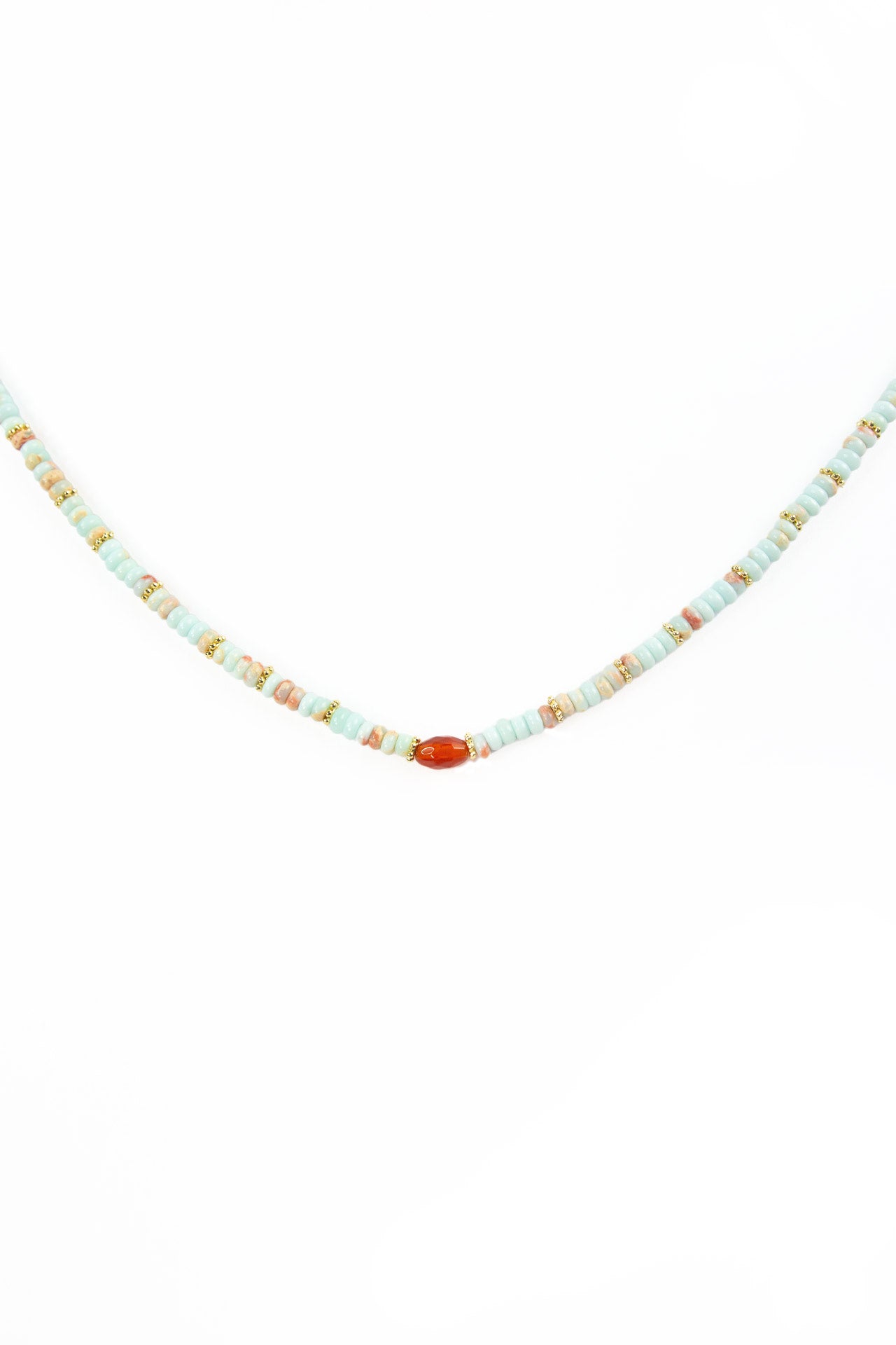 Addison Blue Green Stone Bead Necklace