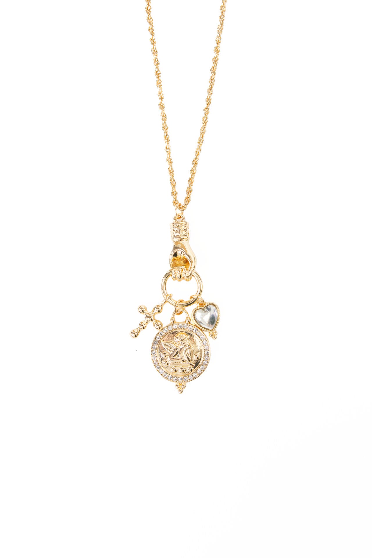 Audrey Angel & Cross Multi Pendant Necklace