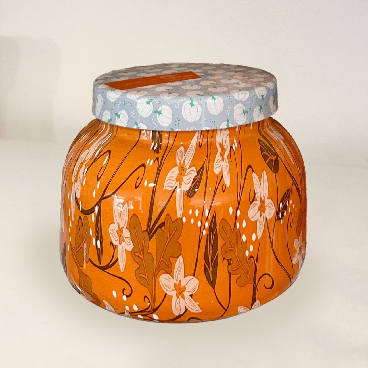 Carpi Blue Pattern Play, Pumpkin Dulce scent, jar candle