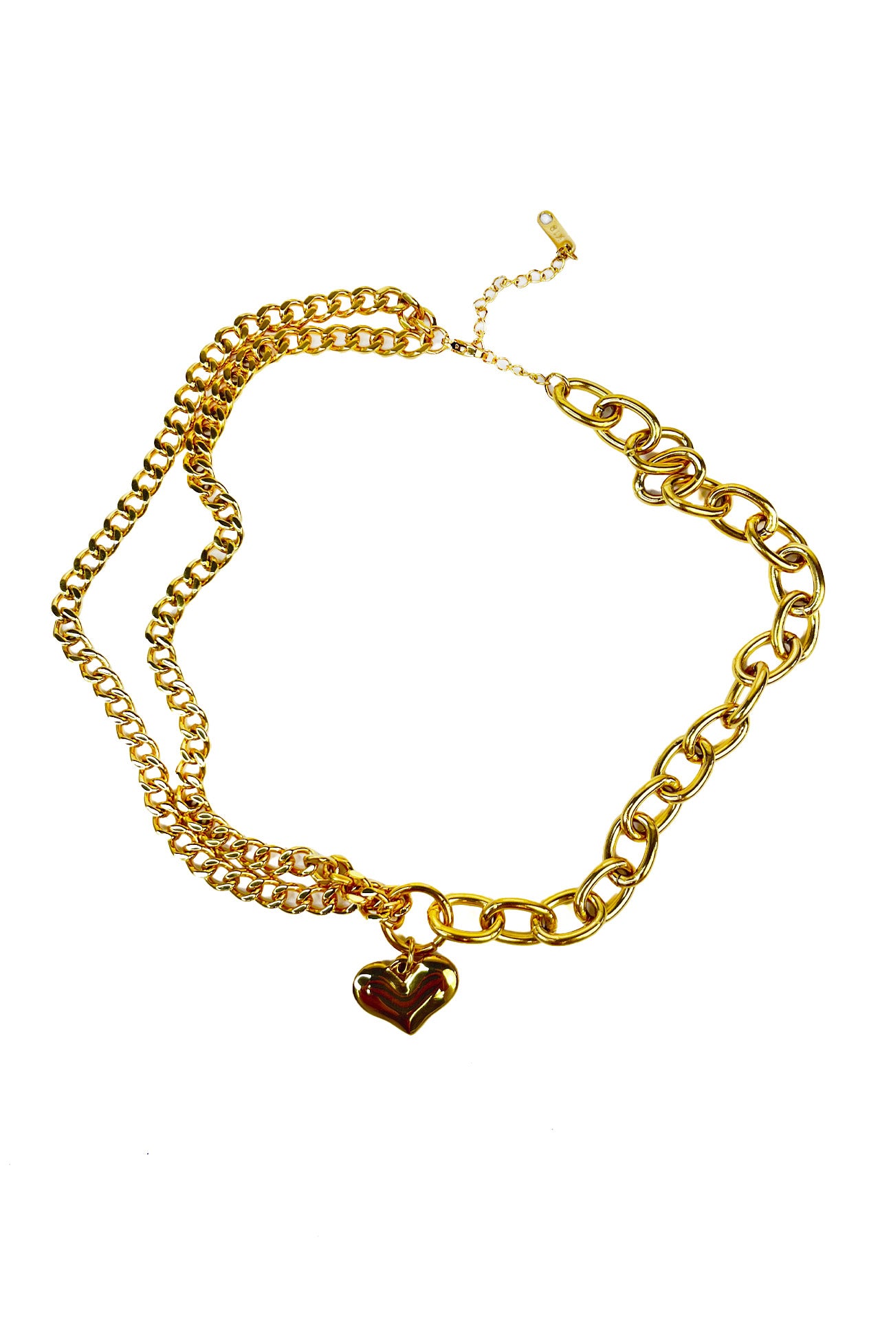 Emma Double Layer Cuban Chain with Heart Pendant