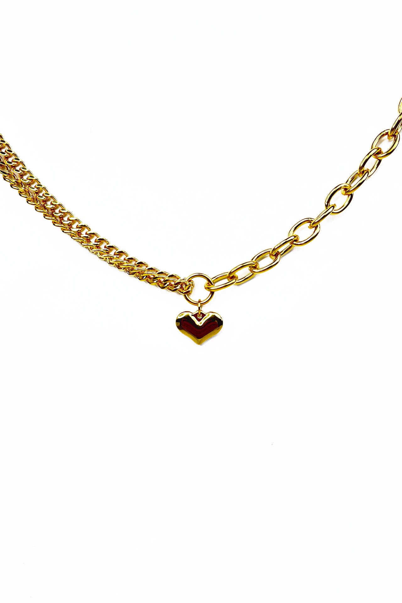 Emma Double Layer Cuban Chain with Heart Pendant