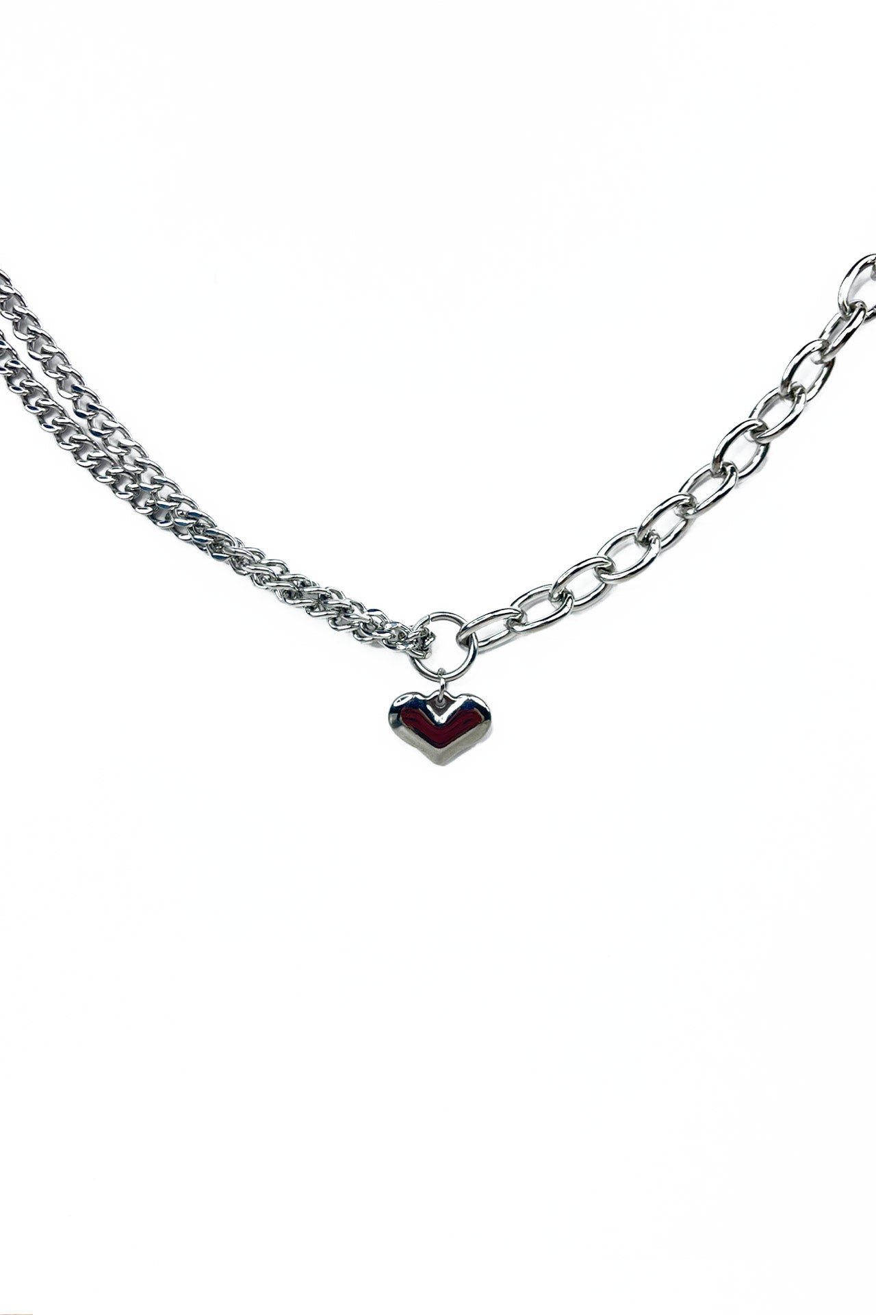 Emma Double Layer Cuban Chain with Heart Pendant