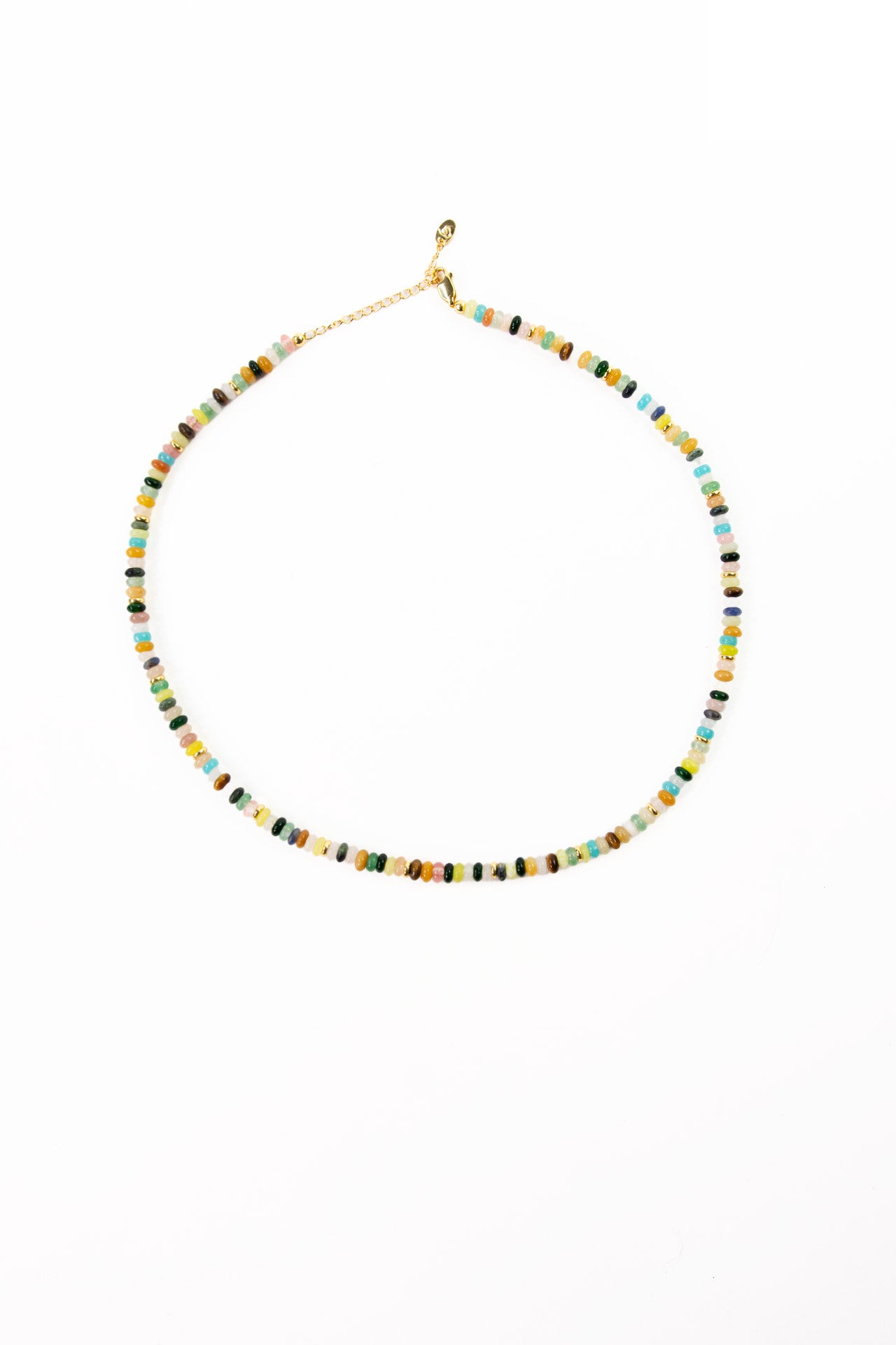 Jillian Natural Stone Beaded Disc Necklace