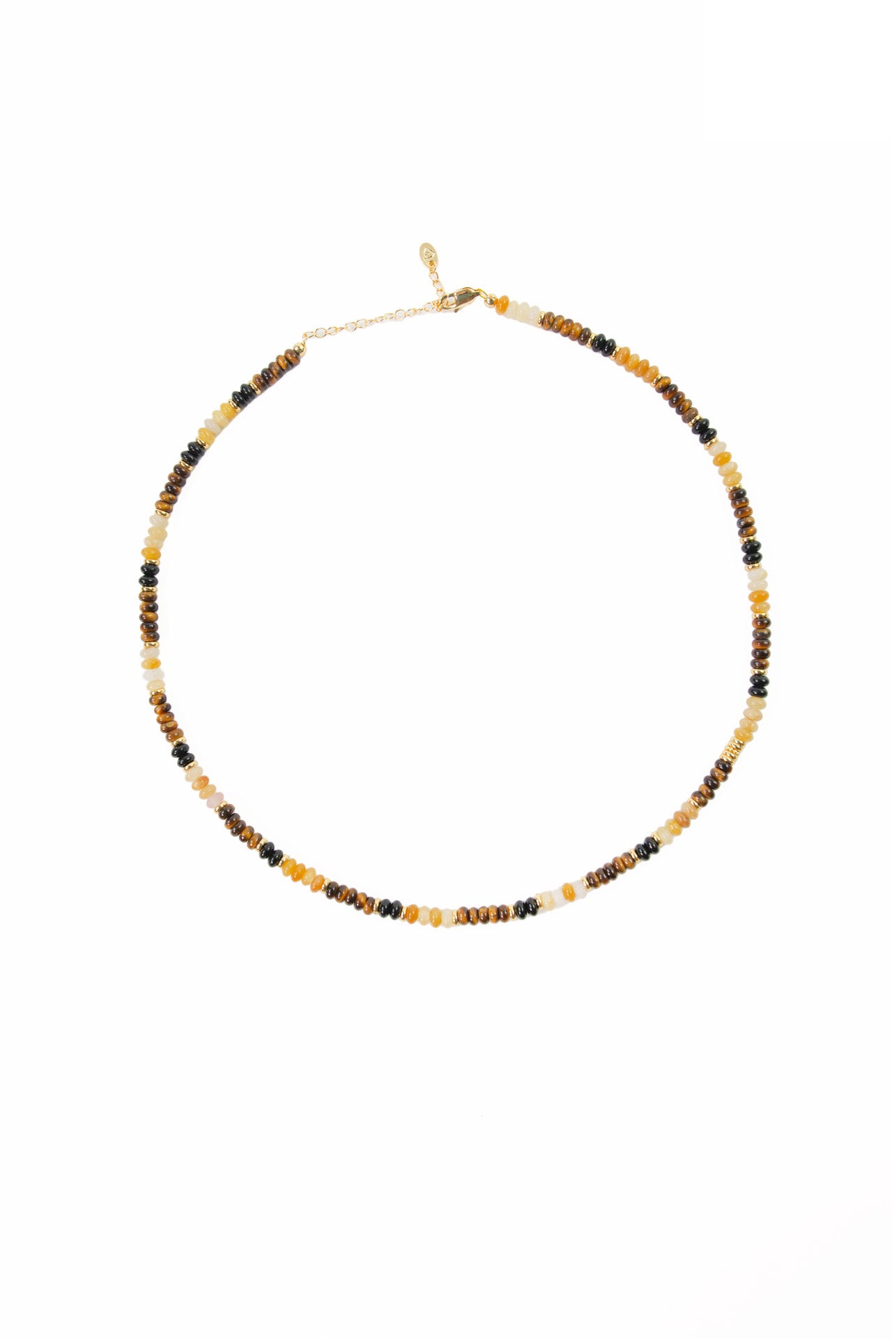 Jillian Natural Stone Beaded Disc Necklace