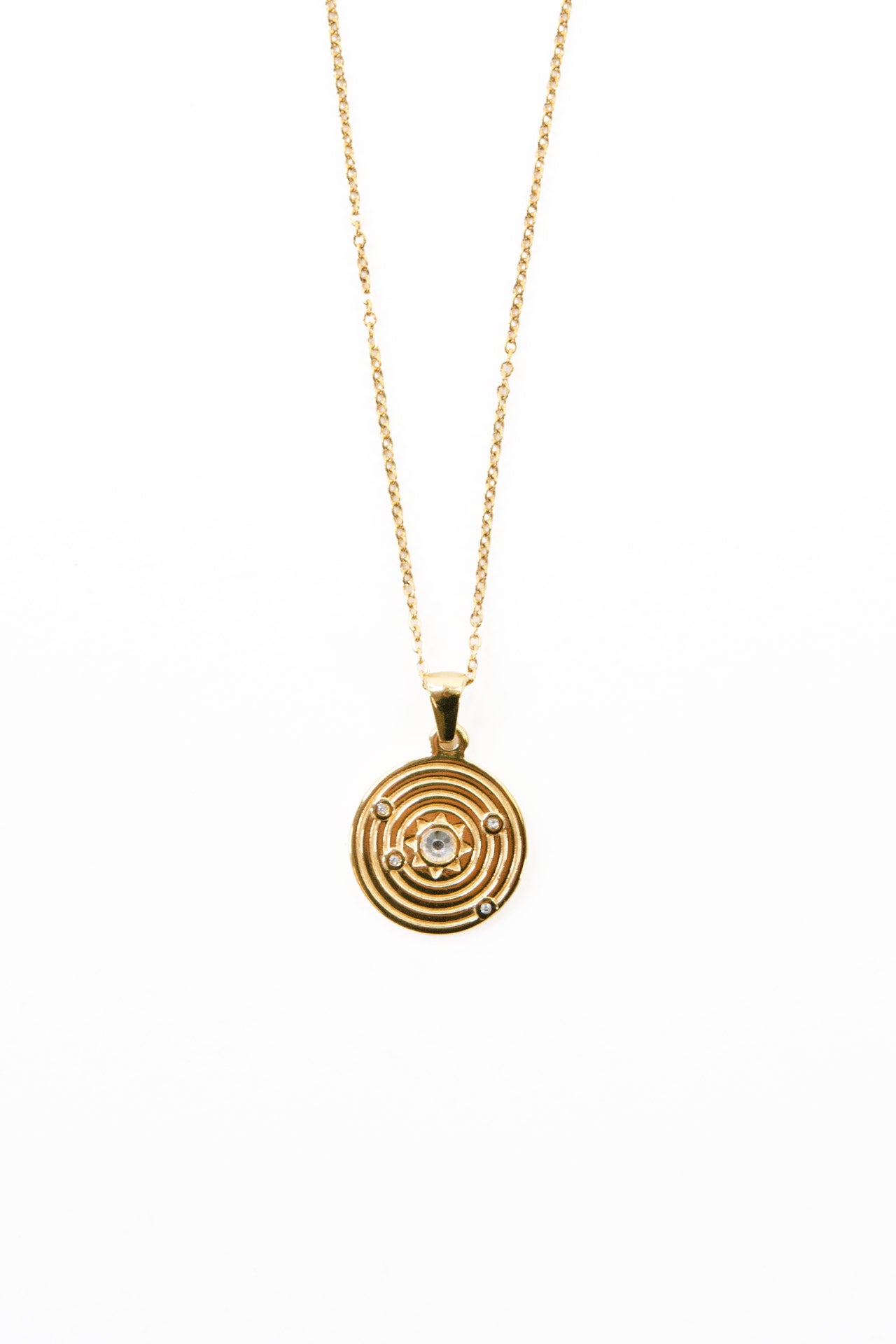 Josie Concentric Circle Sun Pendant Necklace