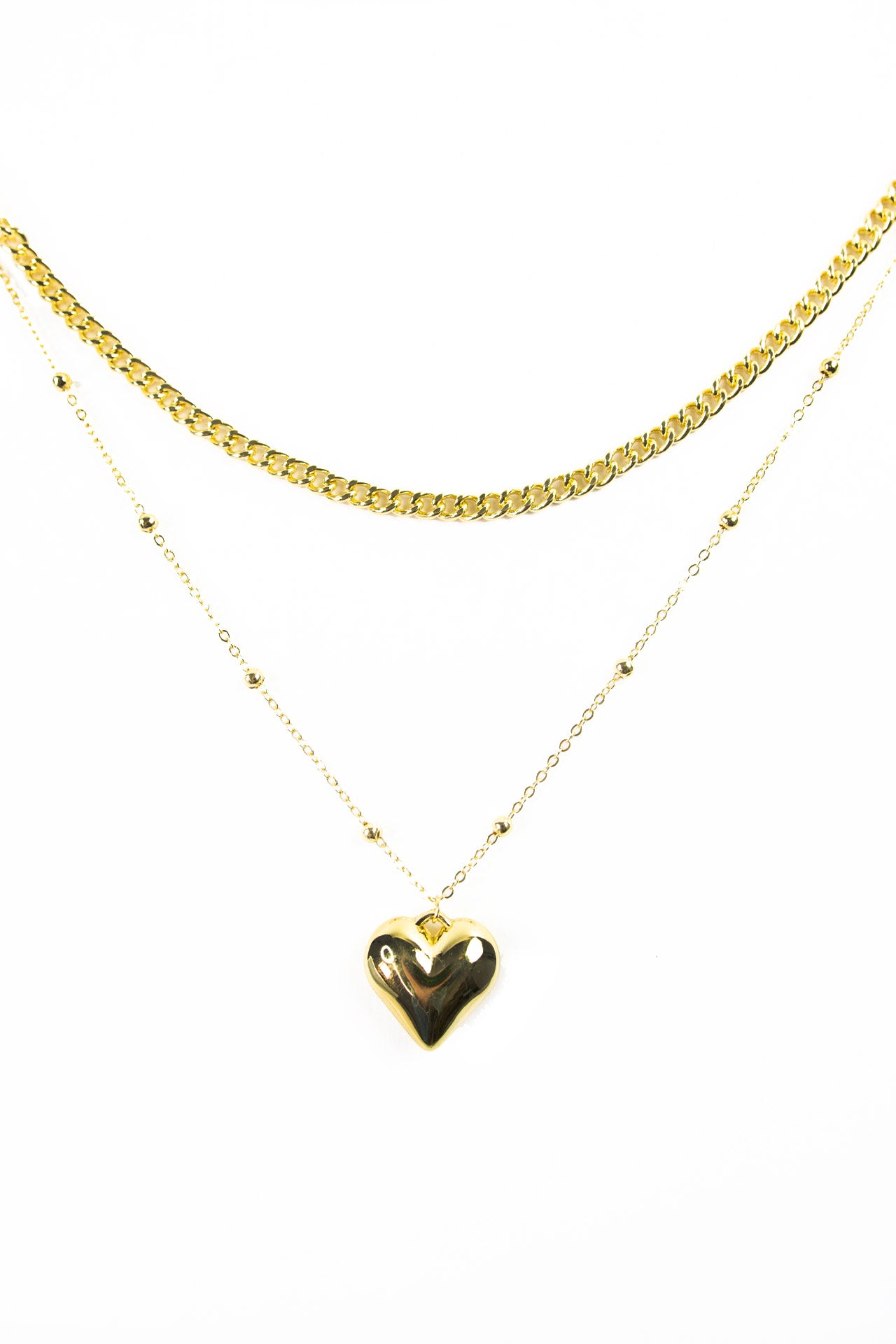 Piper Heart Pendant Layered Chain Necklace