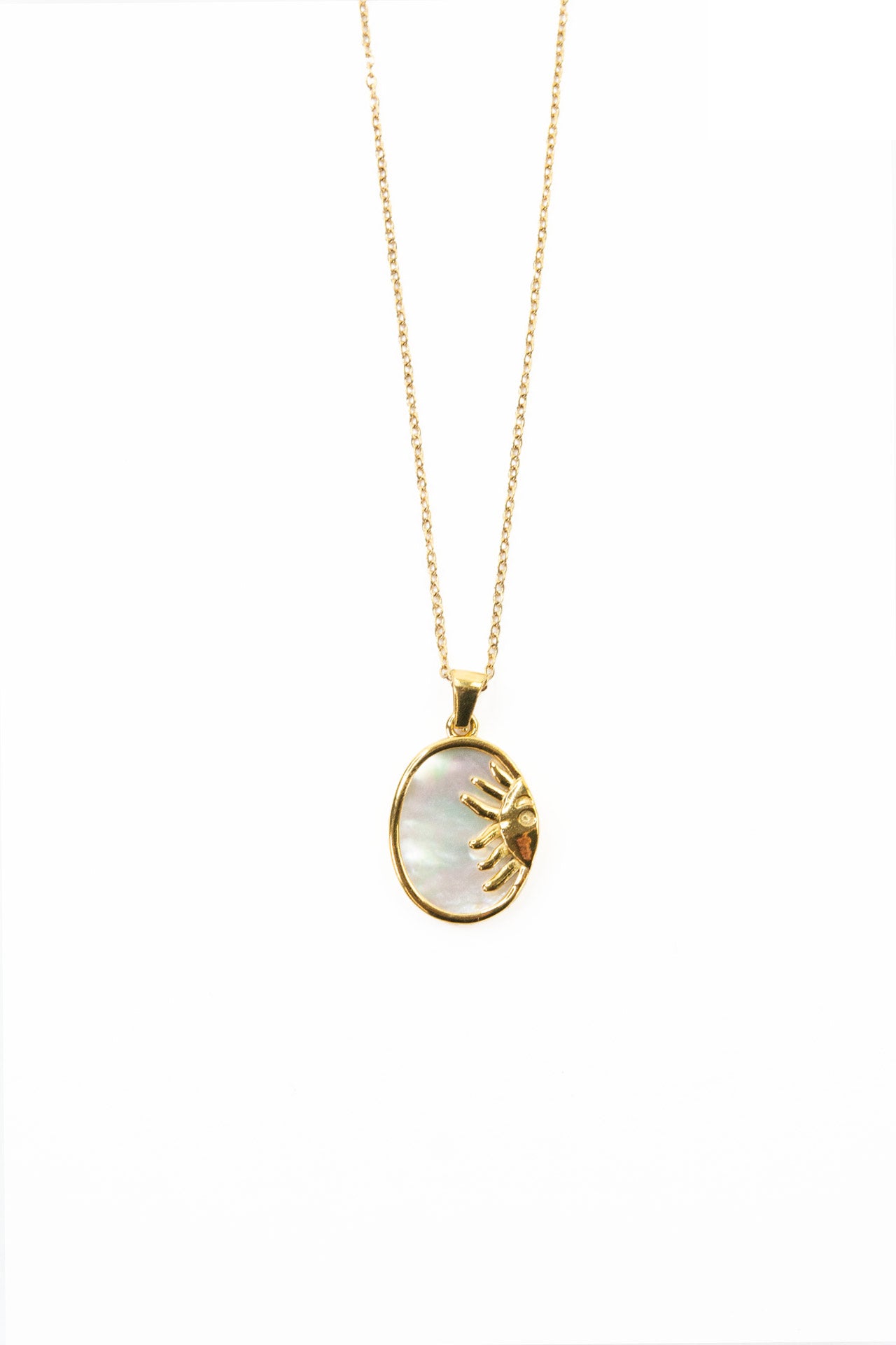 Thea Mother of Pearl Sun Pendant Necklace