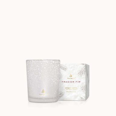 Shop At Grace, Thymes, flocked glass, Frasier fir votive candle