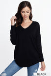 Dreamers Sweater- Neutrals - Long Sleeve, Relaxed Fit, Long in Length, Scoop Neck, Black