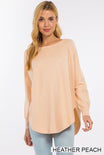 Boat Neck Cozy Sweater - S/M / HEATHER PEACH ShopatGrace.com