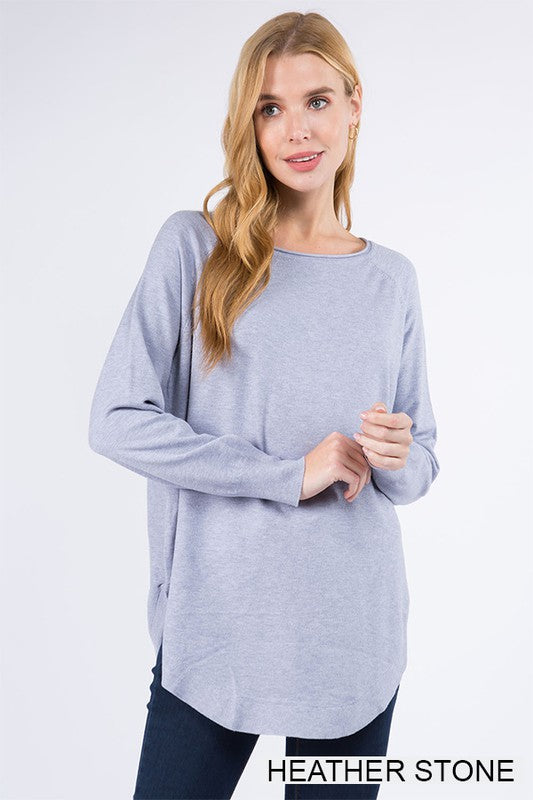 Boat Neck Cozy Sweater - S/M / HEATHER STONE ShopatGrace.com