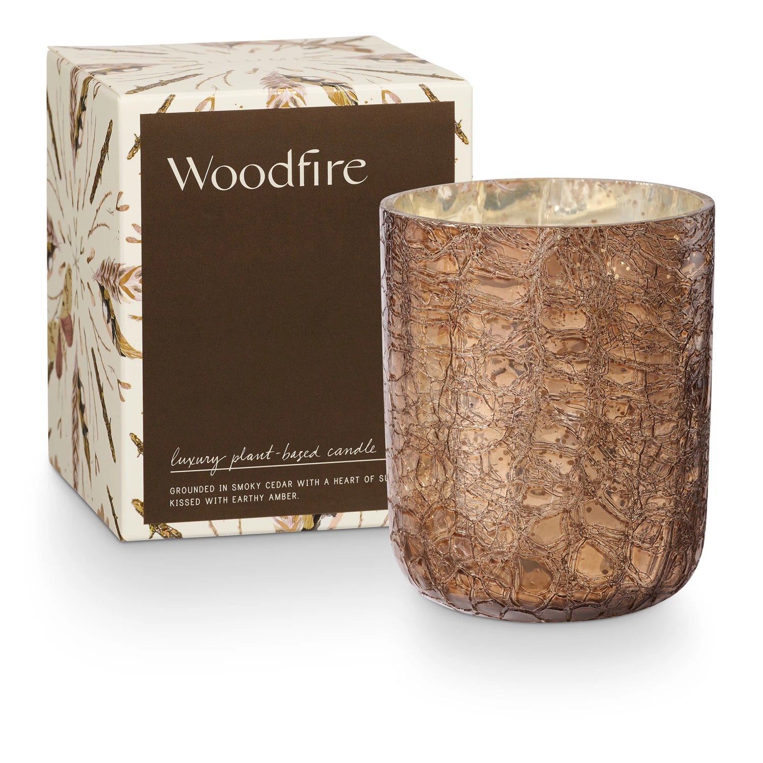 Woodfire Small Boxed Crackle Glass Candle -  ShopatGrace.com